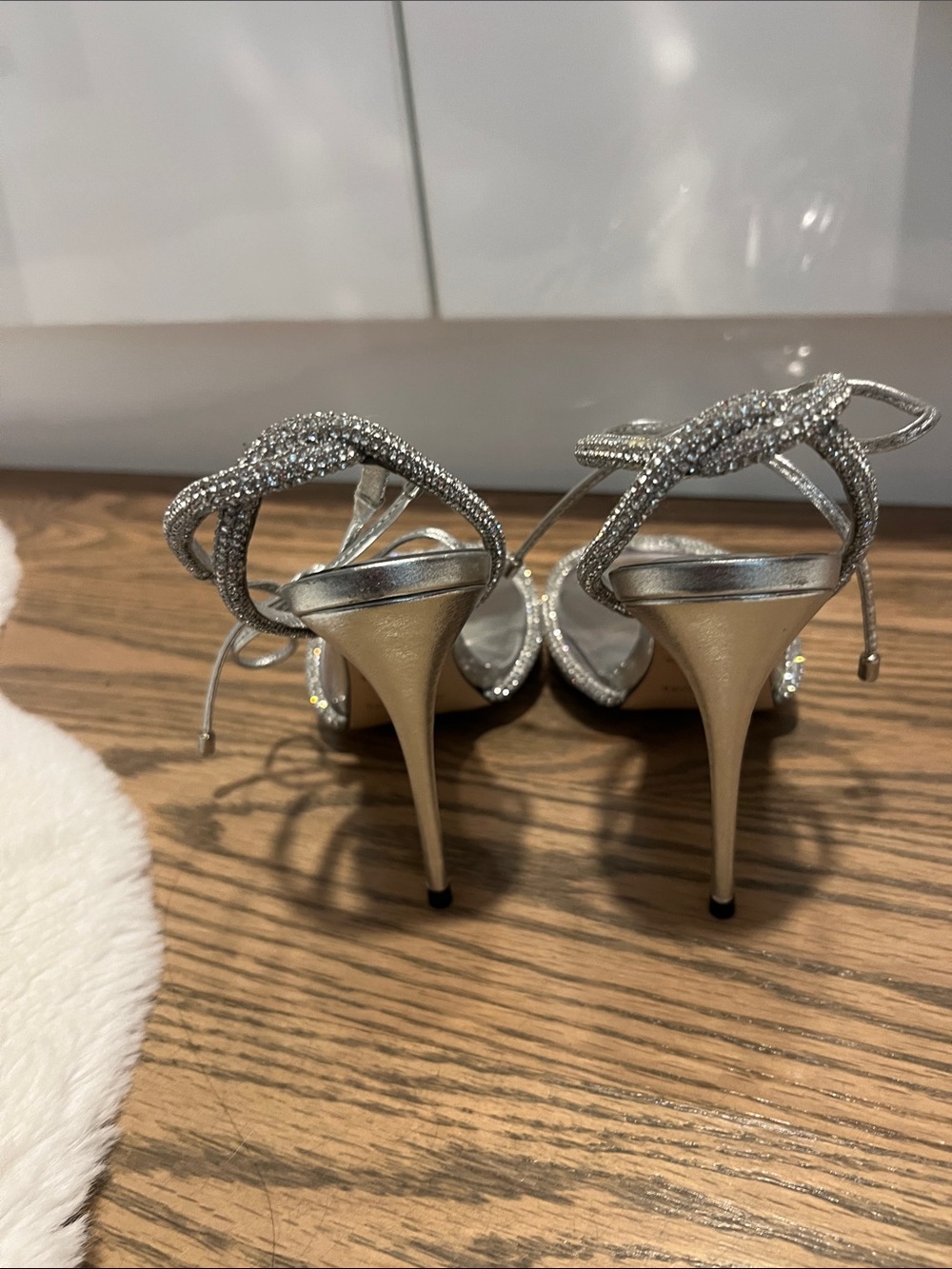 L'INTERVALLE Silver Rhinestone Lace-Up Stiletto Sandals - Picture 4 of 4